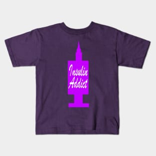 Insulin Addict Neon Purple Kids T-Shirt